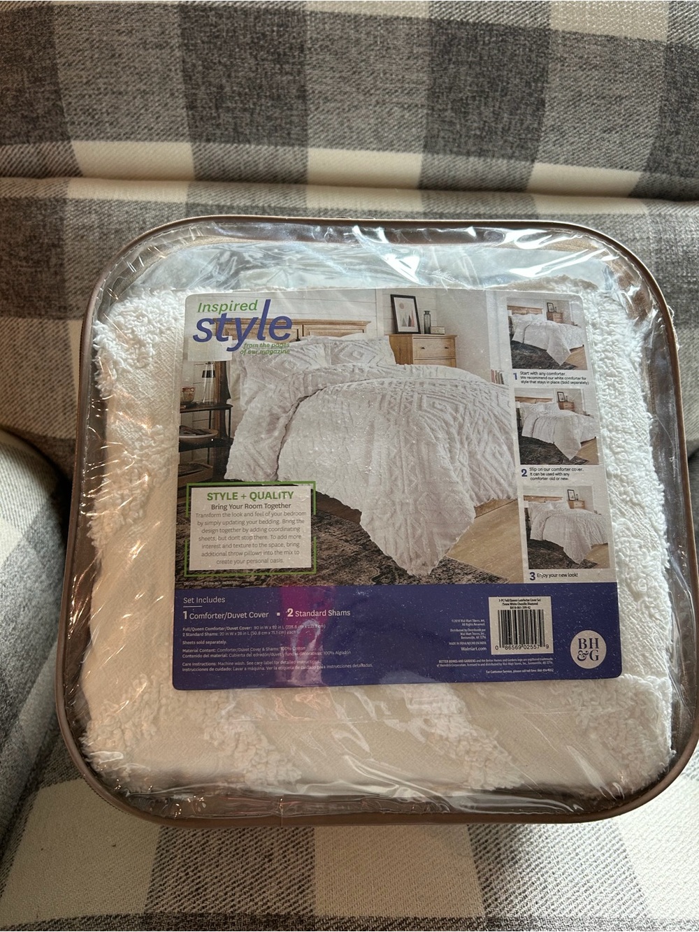 White Textured Duvet Cover Set - Includes 2 Shams